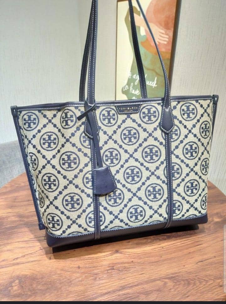 blue colored tote ladies hand bag for work