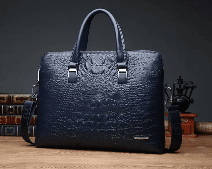 Men's Blue Leather Hand Bag